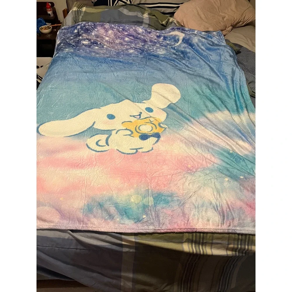 Sanrio Cinnamoroll Celestial Stars Moon Plush Throw Blanket Blue Pink‎ 60x50